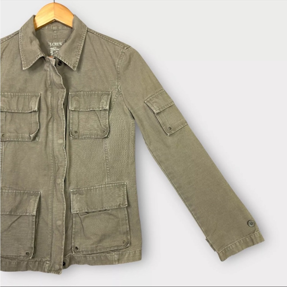 J Crew Women's Utility Cargo Safari Jacket Sz Small Green Military Field Y2K VTG - Picture 7 of 12